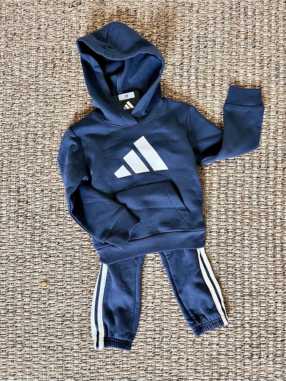 adidas Essentials Fleece Hoodie and Joggers Set Blue & White 3T